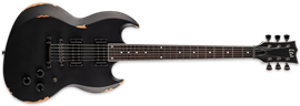 LTD SIGNATURE SERIES Volsung Distressed Black Satin 6-String Electric Guitar 2021